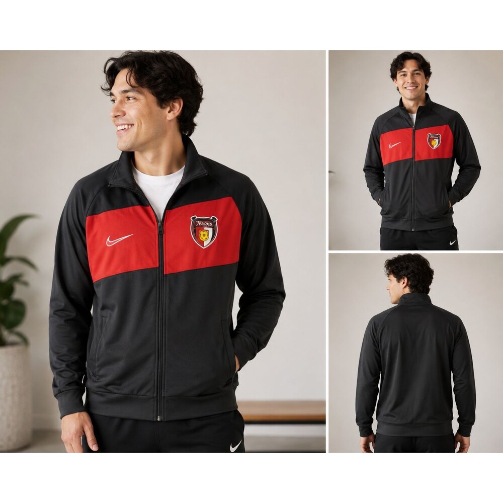 Nike Dri-FIT Texas Soccer Club Full Zip Track Jacket Men's Small Black Red